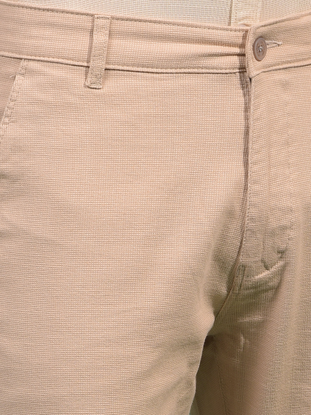 Beige Textured Straight Trousers-Men Trousers-Crimsoune Club
