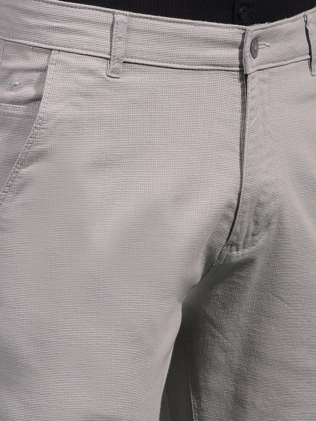 Grey Textured Straight Trousers-Men Trousers-Crimsoune Club