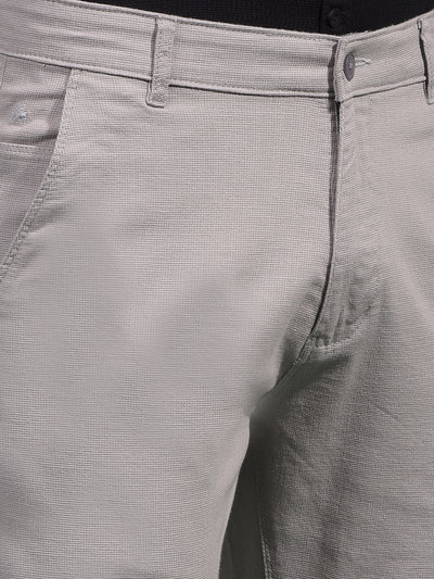 Grey Textured Straight Trousers-Men Trousers-Crimsoune Club