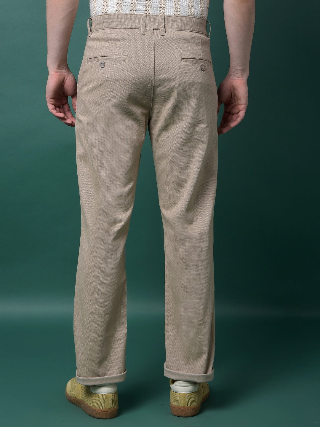 Khaki Printed Straight Trousers-Men Trousers-Crimsoune Club