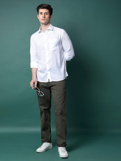 Olive Straight Printed Trousers-Men Trousers-Crimsoune Club
