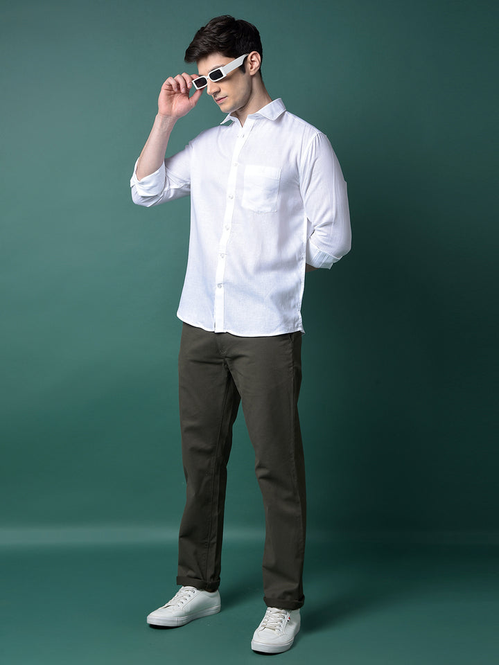 Olive Straight Printed Trousers-Men Trousers-Crimsoune Club