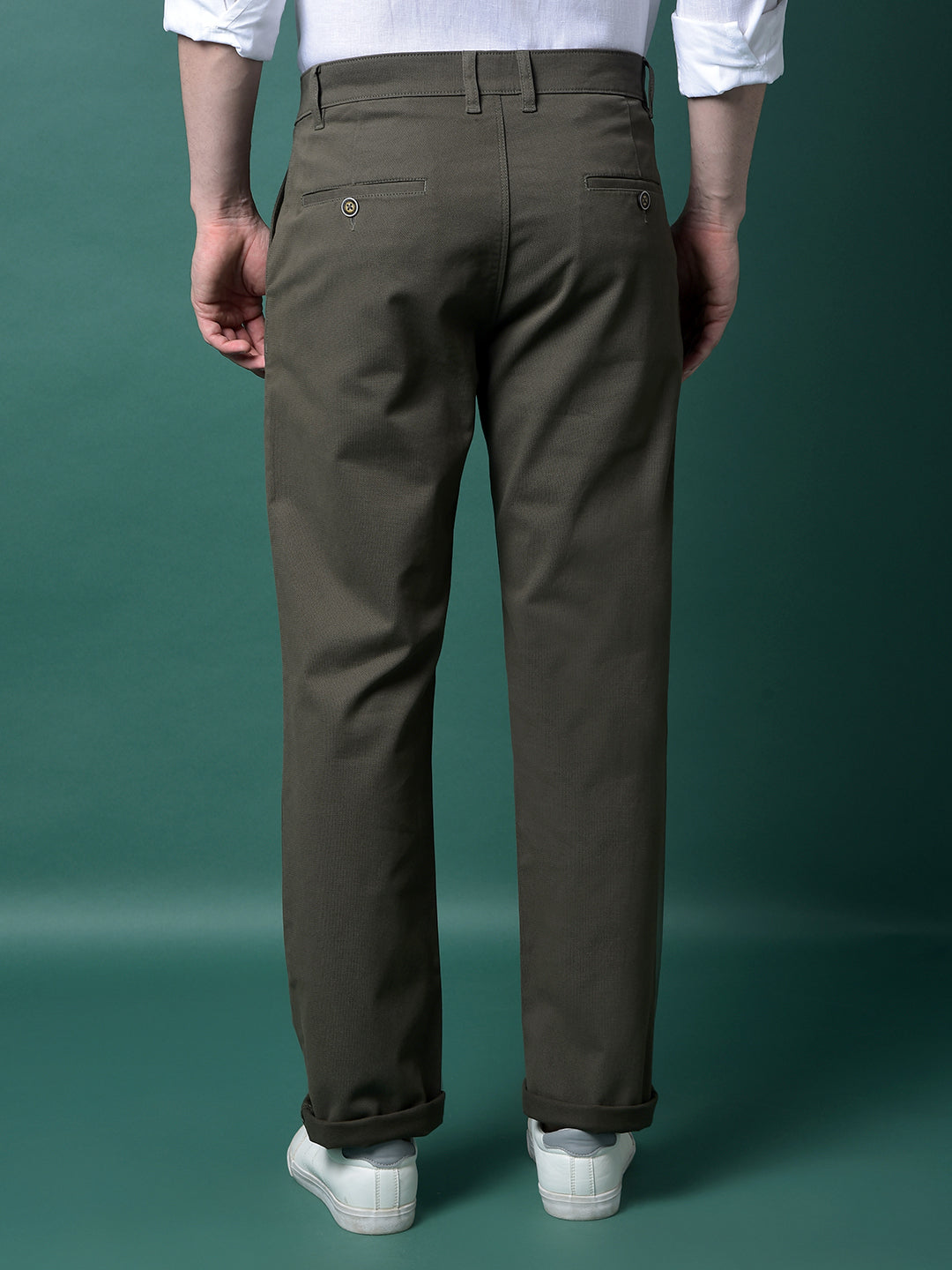 Olive Straight Printed Trousers-Men Trousers-Crimsoune Club