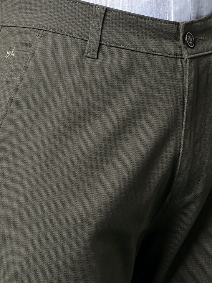 Olive Straight Printed Trousers-Men Trousers-Crimsoune Club