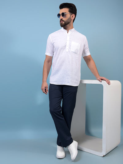 Men's Blue Straight Trousers-Men Trousers-Crimsoune Club