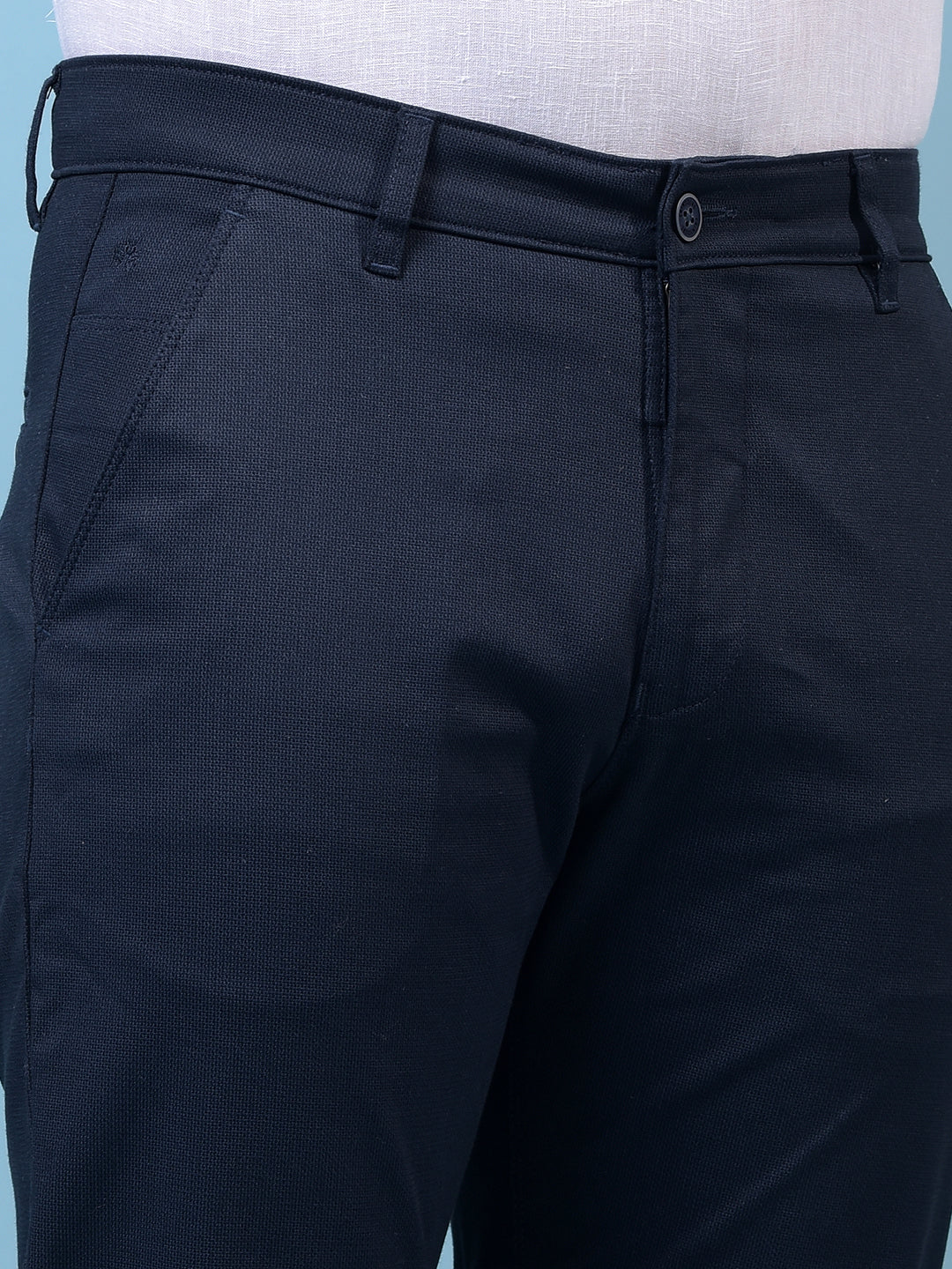 Men's Blue Straight Trousers-Men Trousers-Crimsoune Club