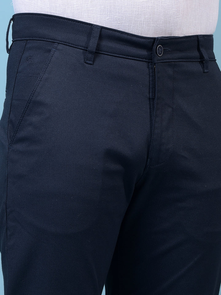 Men's Blue Straight Trousers-Men Trousers-Crimsoune Club