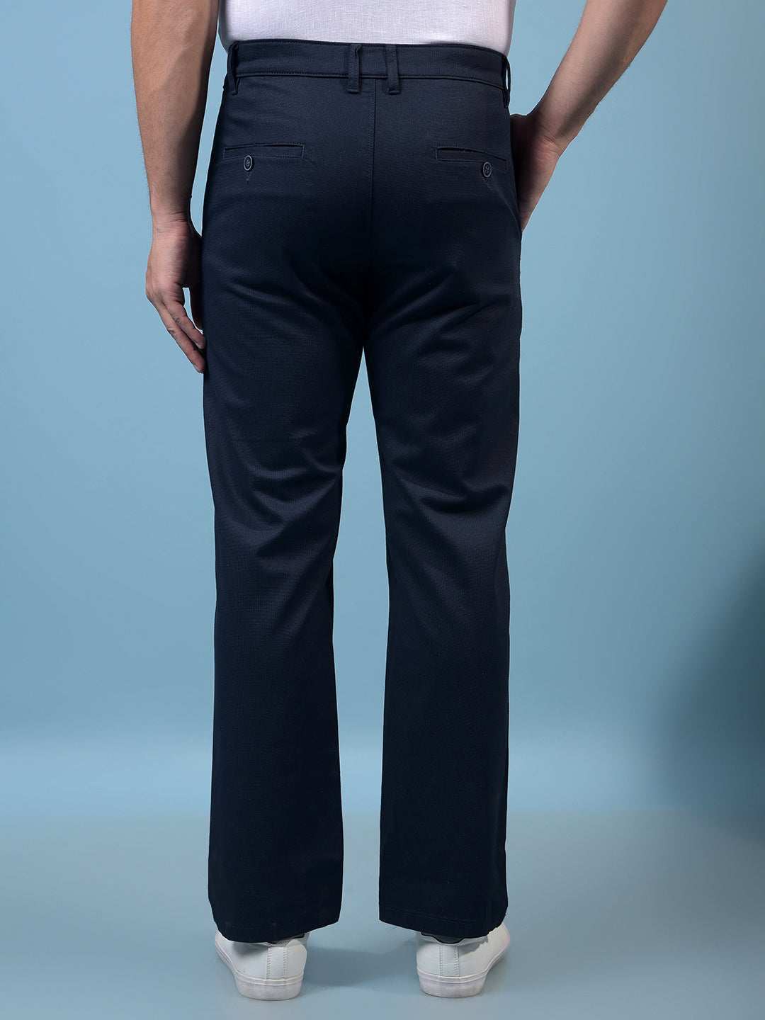 Men's Blue Straight Trousers-Men Trousers-Crimsoune Club