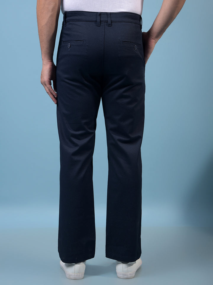 Men's Blue Straight Trousers-Men Trousers-Crimsoune Club
