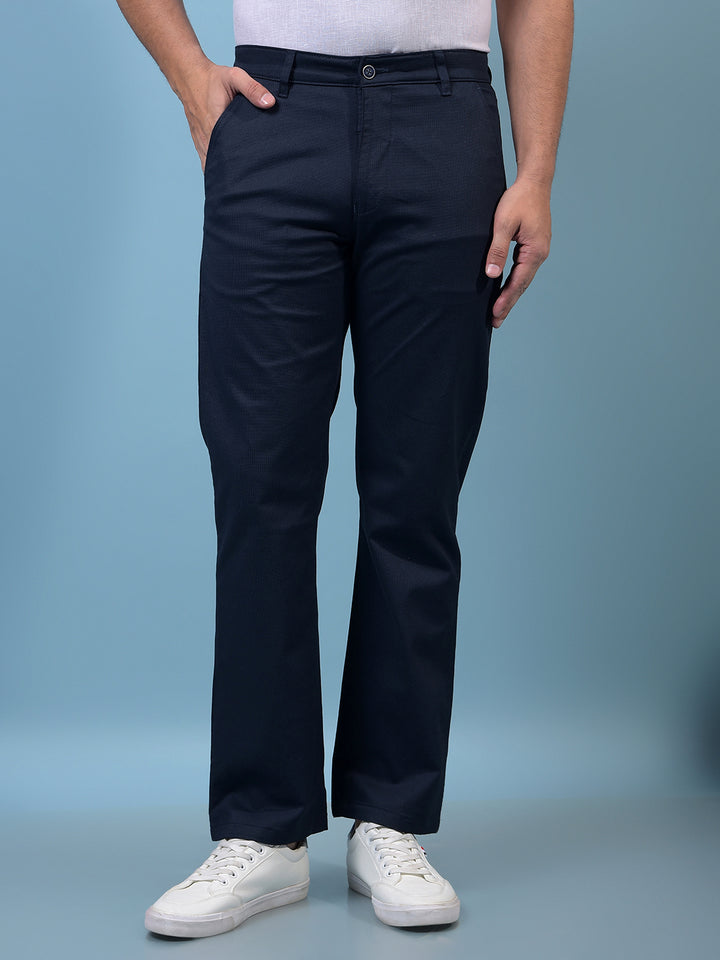 Men's Blue Straight Trousers-Men Trousers-Crimsoune Club