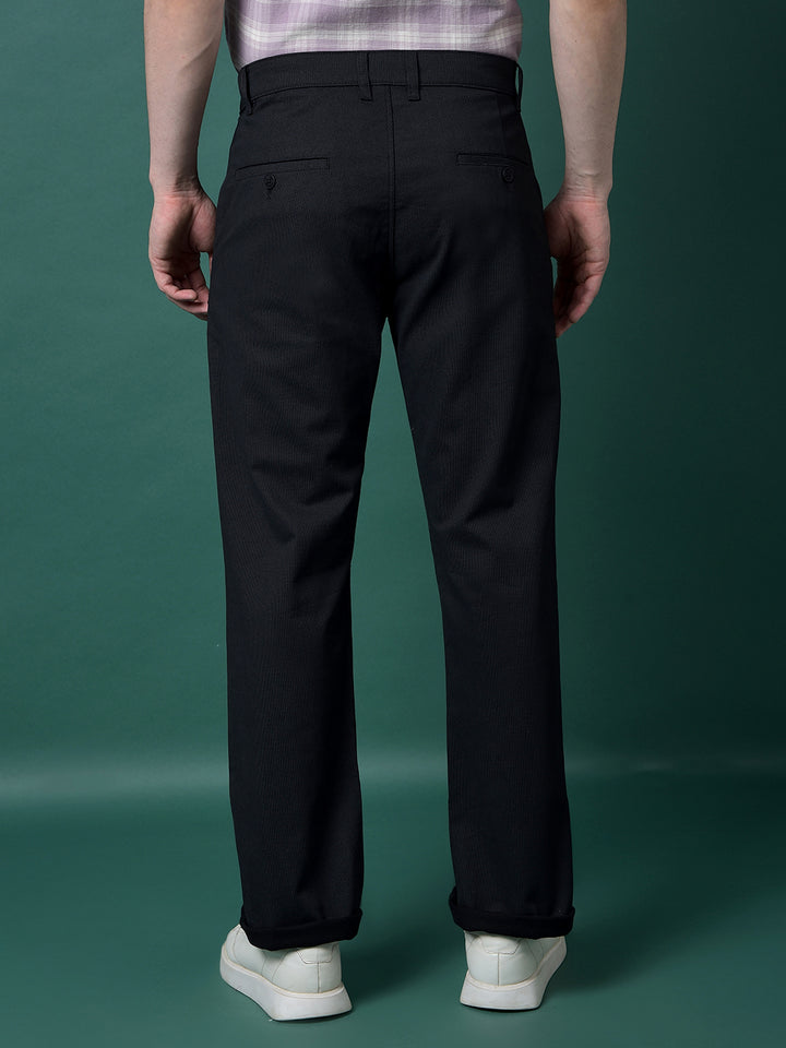 Black Straight Printed Trousers-Men Trousers-Crimsoune Club