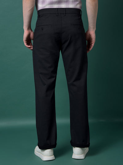 Black Straight Printed Trousers-Men Trousers-Crimsoune Club