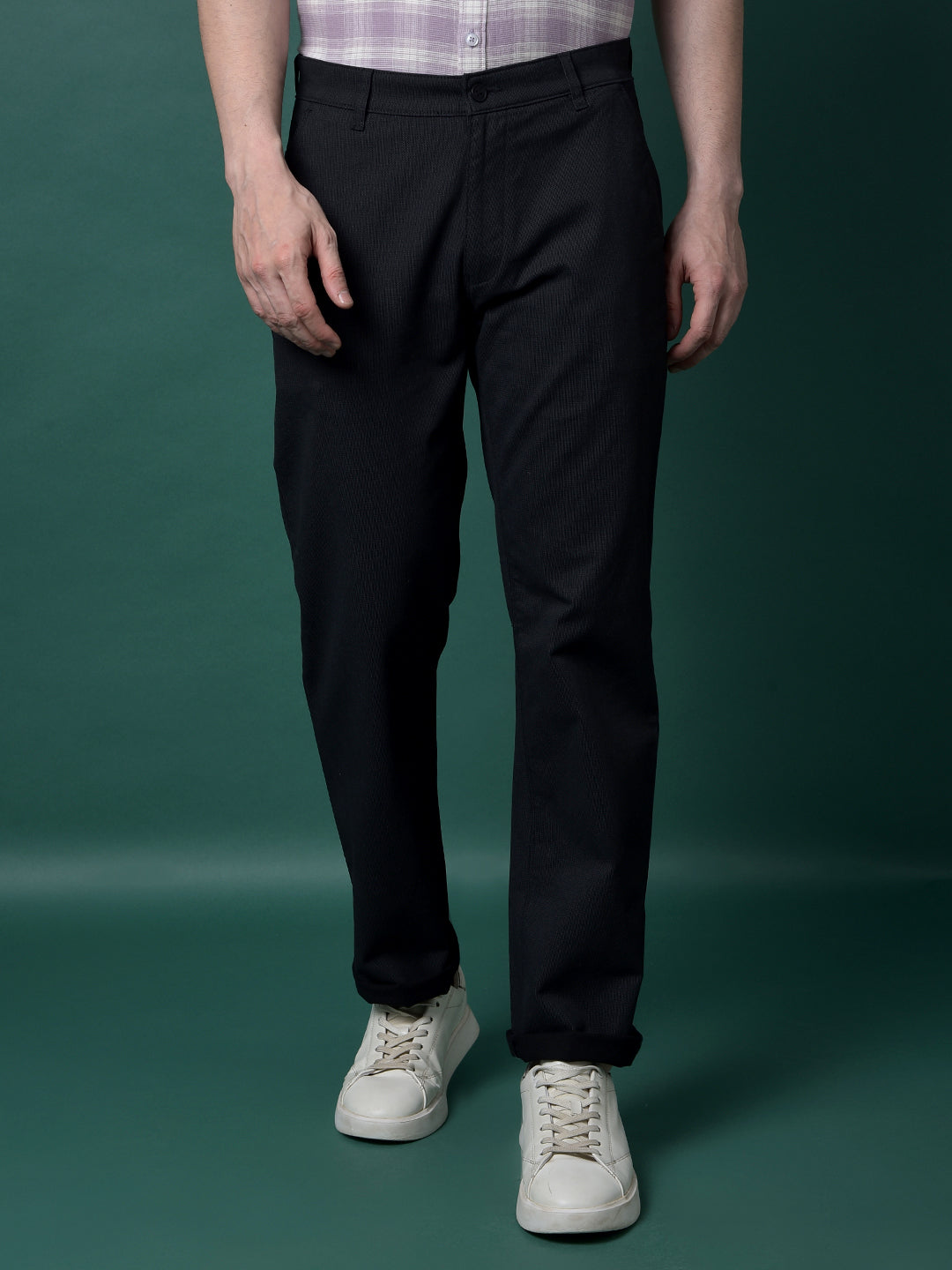 Black Straight Printed Trousers-Men Trousers-Crimsoune Club