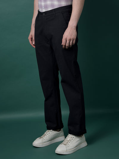 Black Straight Printed Trousers-Men Trousers-Crimsoune Club