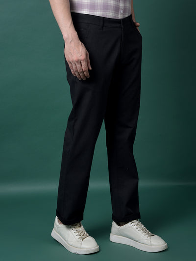 Black Straight Printed Trousers-Men Trousers-Crimsoune Club
