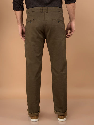 Brown Printed Straight Trousers-Men Trousers-Crimsoune Club
