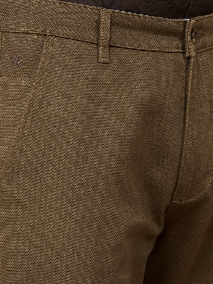 Brown Printed Straight Trousers-Men Trousers-Crimsoune Club