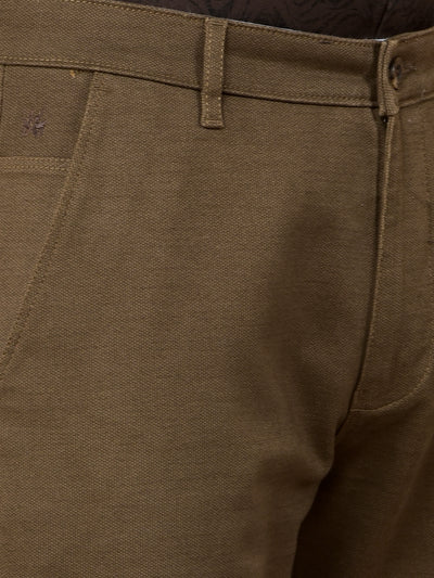 Brown Printed Straight Trousers-Men Trousers-Crimsoune Club