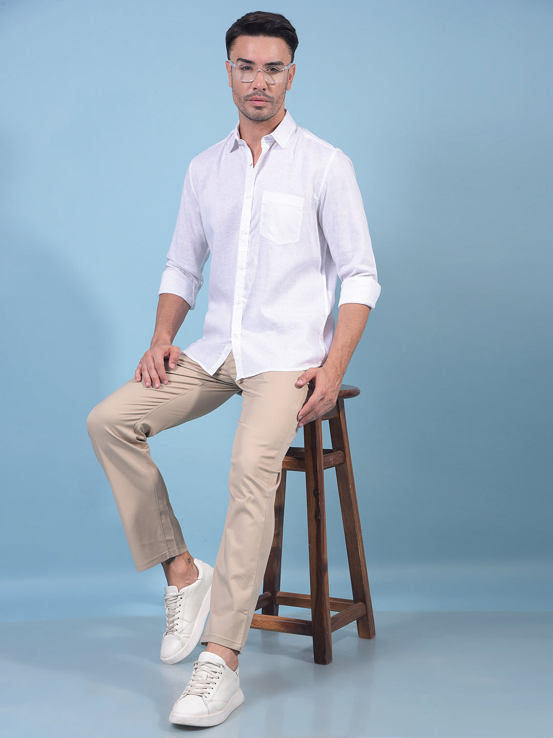 Beige Straight Trousers-Men Trousers-Crimsoune Club