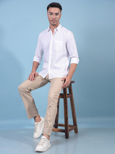 Beige Straight Trousers-Men Trousers-Crimsoune Club