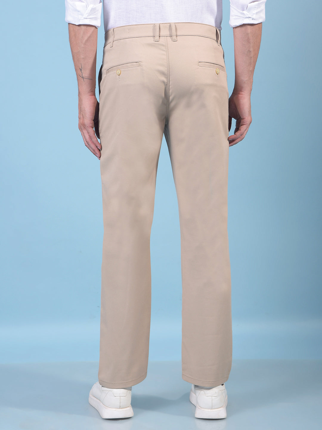 Beige Straight Trousers-Men Trousers-Crimsoune Club