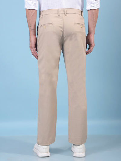 Beige Straight Trousers-Men Trousers-Crimsoune Club