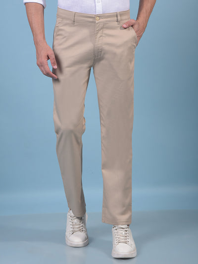 Beige Straight Trousers-Men Trousers-Crimsoune Club