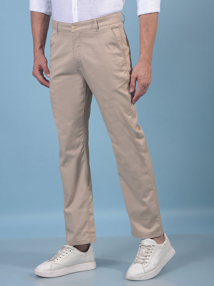 Beige Straight Trousers-Men Trousers-Crimsoune Club