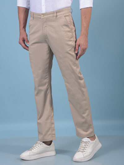Beige Straight Trousers-Men Trousers-Crimsoune Club