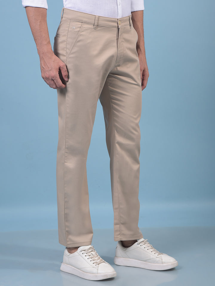 Beige Straight Trousers-Men Trousers-Crimsoune Club