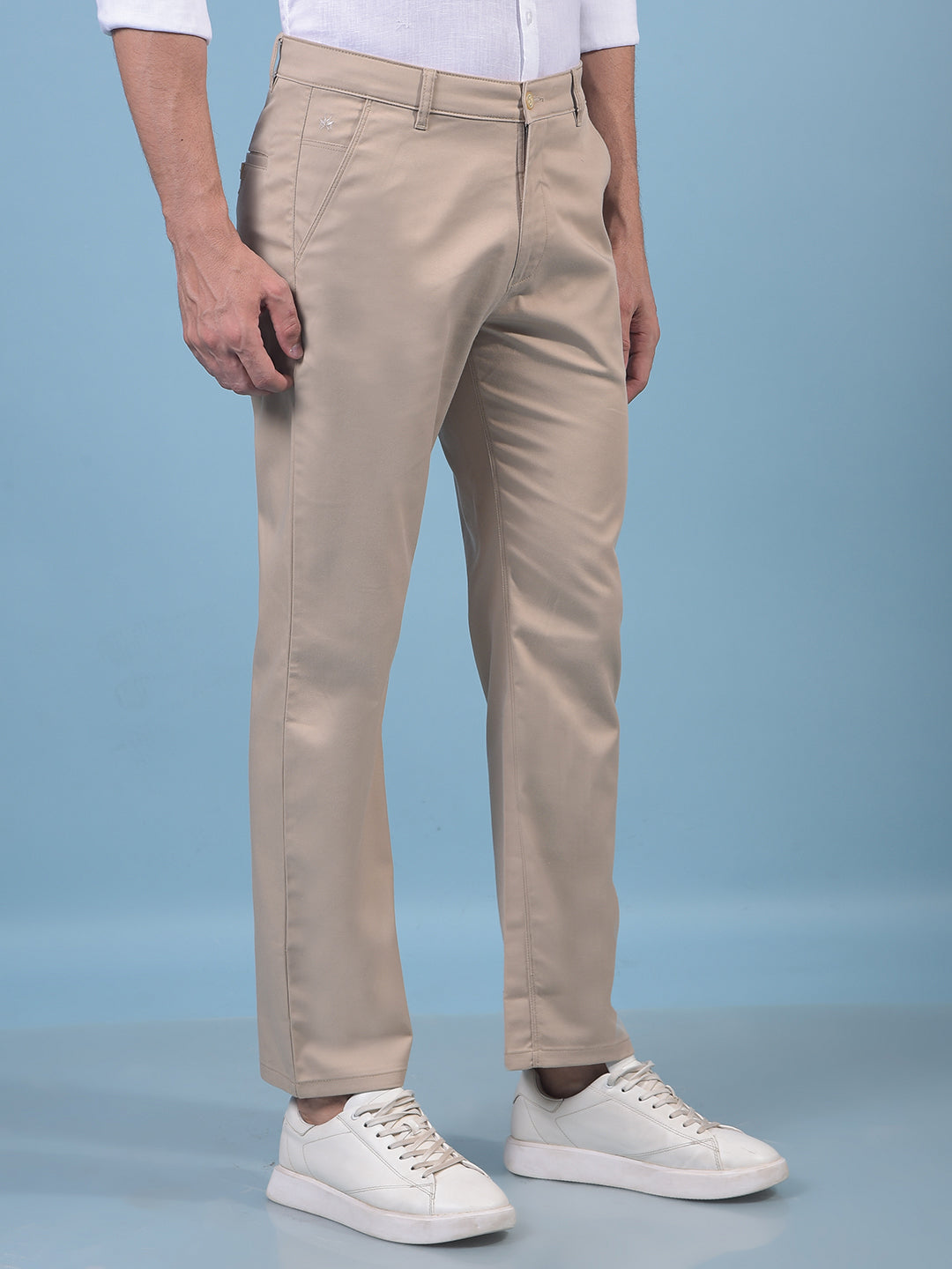 Beige Straight Trousers-Men Trousers-Crimsoune Club