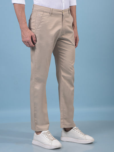 Beige Straight Trousers-Men Trousers-Crimsoune Club