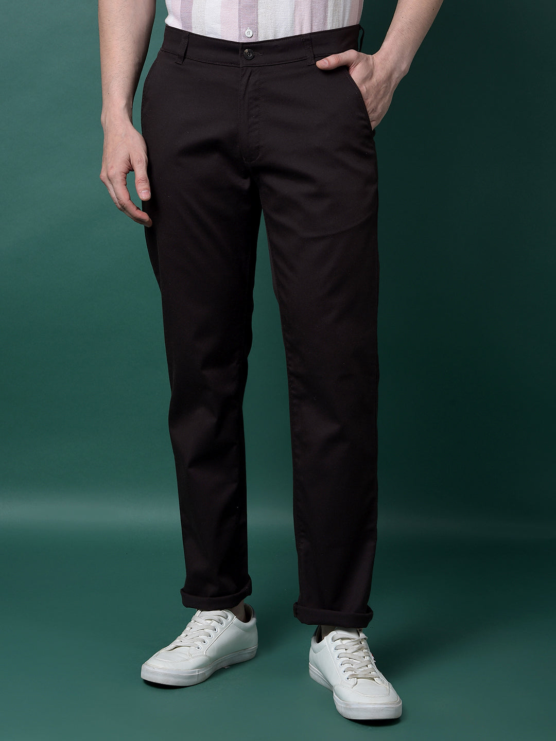 Brown Straight Trousers-Men Trousers-Crimsoune Club