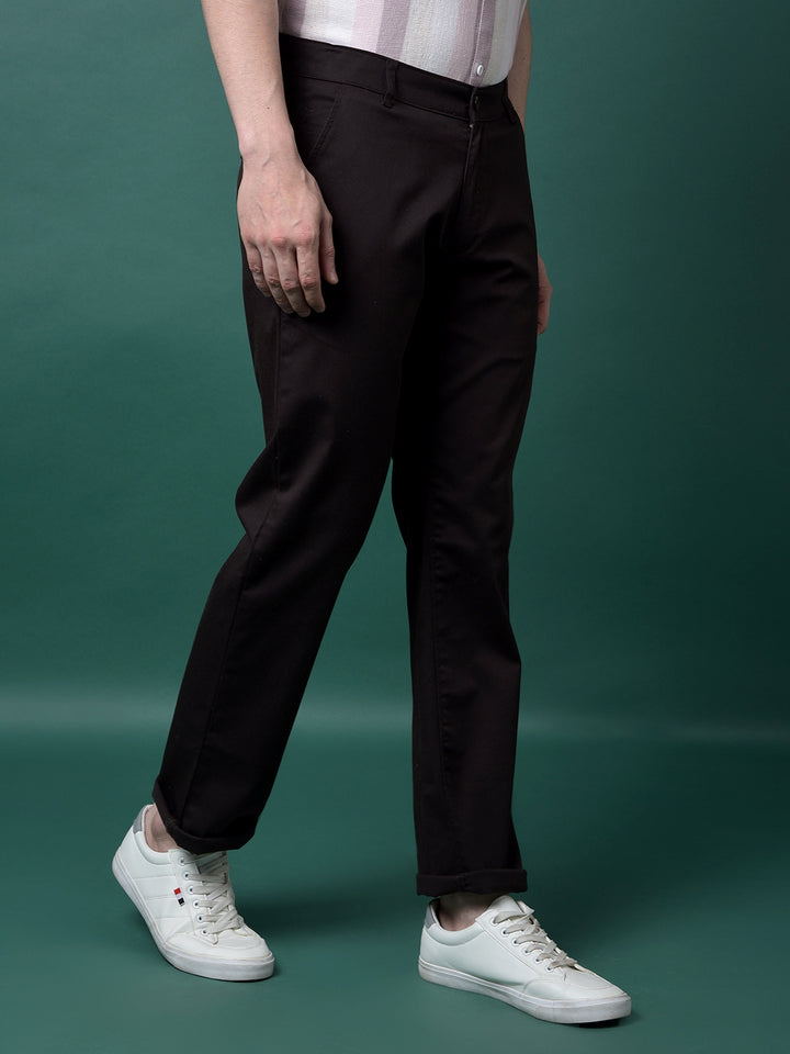 Brown Straight Trousers-Men Trousers-Crimsoune Club