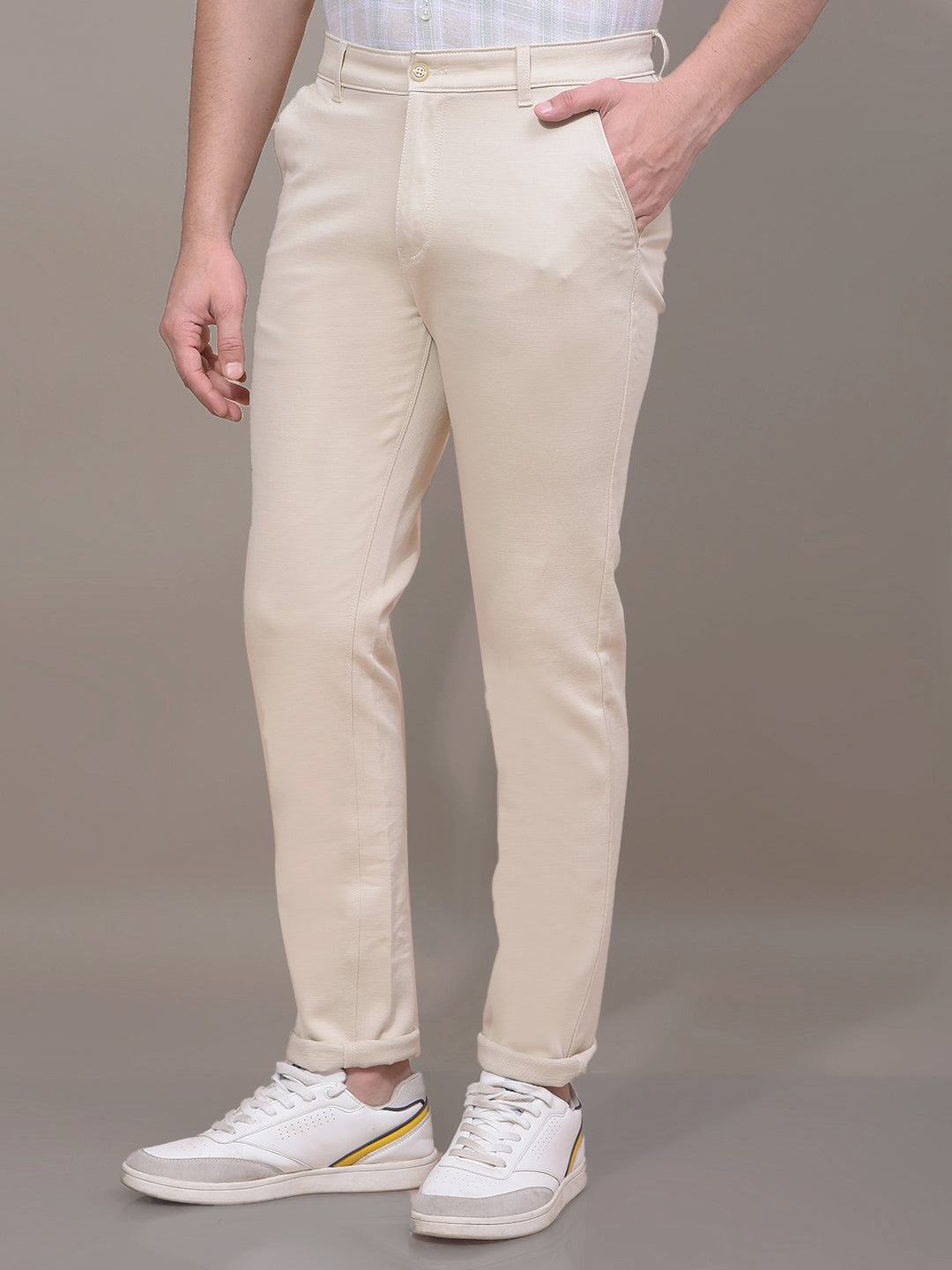 Cream Trousers-Men Trousers-Crimsoune Club