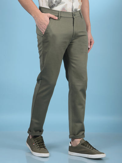 Olive Trousers-Men Trousers-Crimsoune Club
