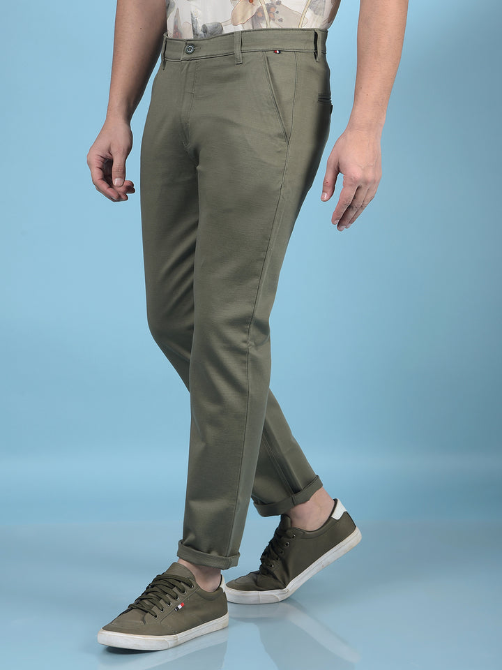Olive Trousers-Men Trousers-Crimsoune Club