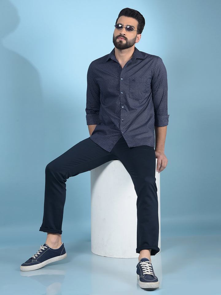 Navy Blue Trousers-Men Trousers-Crimsoune Club