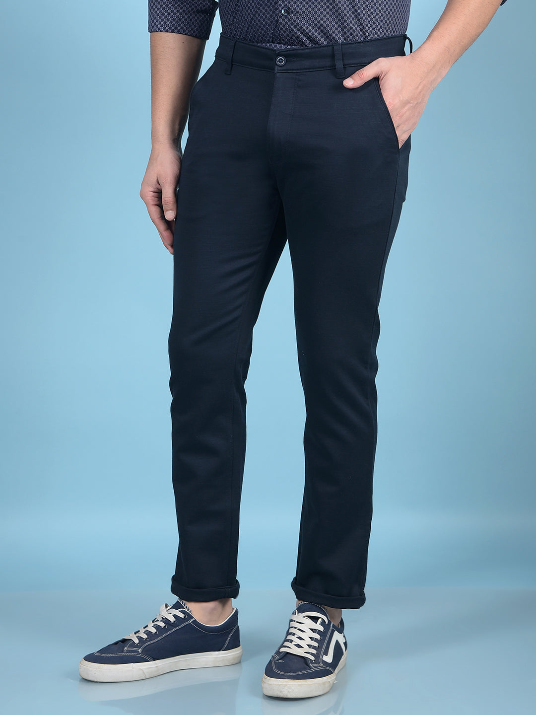 Navy Blue Trousers-Men Trousers-Crimsoune Club