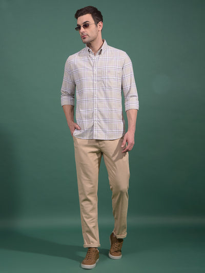 Beige Textured Trousers-Men Trousers-Crimsoune Club