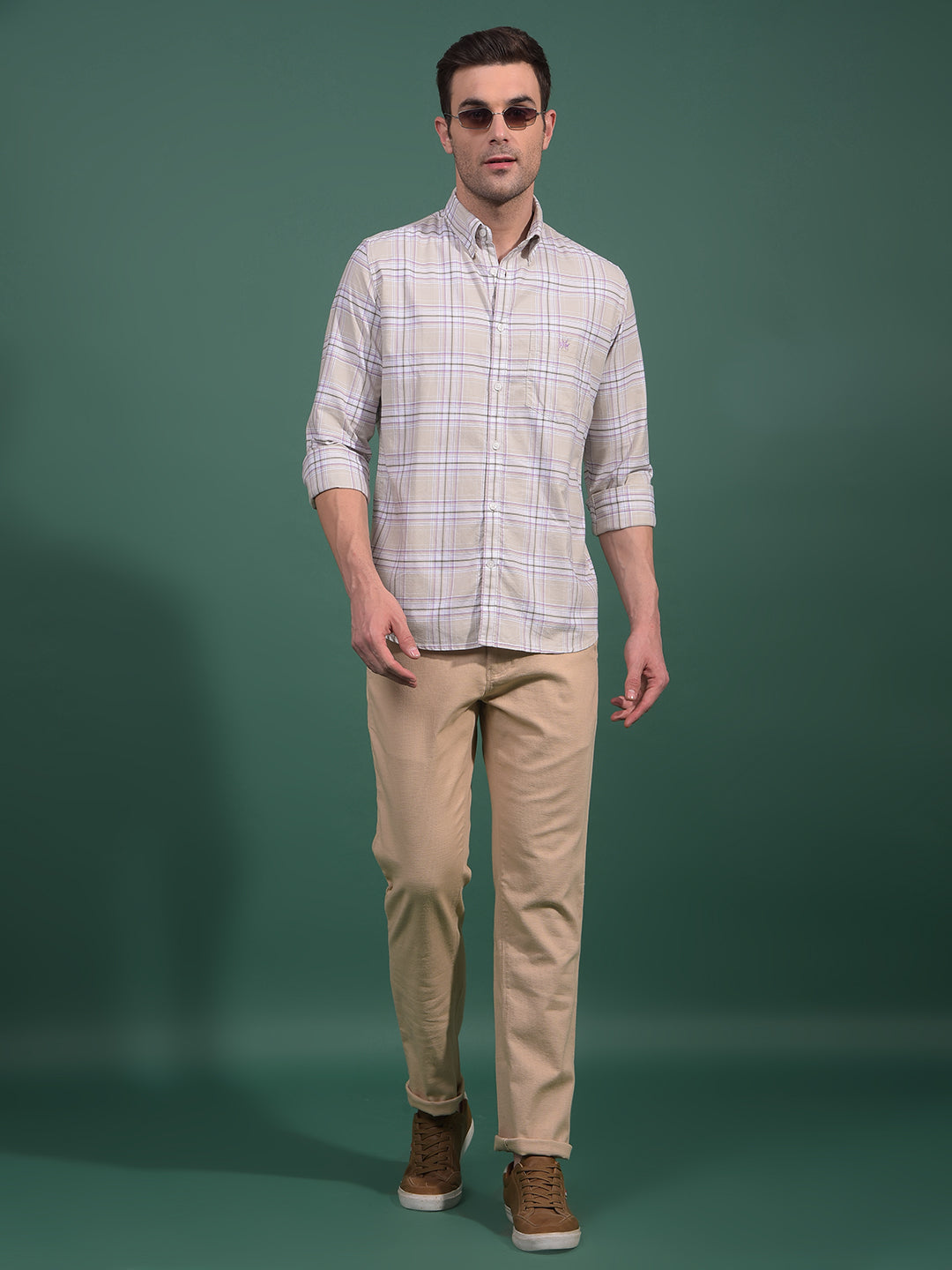 Beige Textured Trousers-Men Trousers-Crimsoune Club