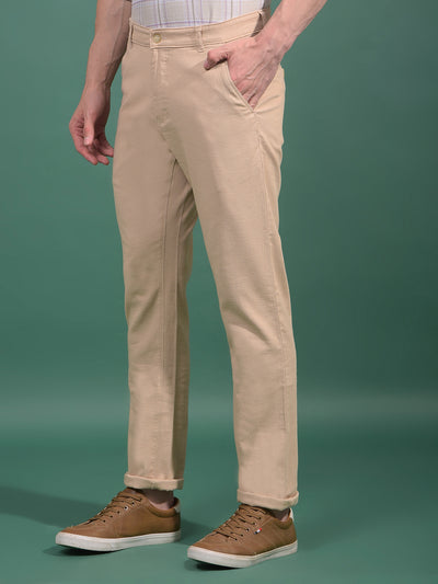 Beige Textured Trousers-Men Trousers-Crimsoune Club