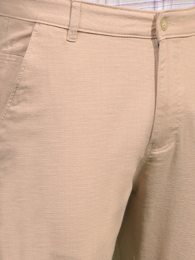 Beige Textured Trousers-Men Trousers-Crimsoune Club