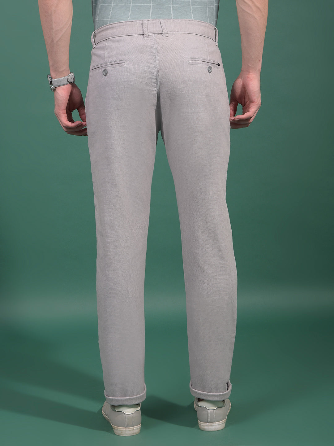Grey Textured Trousers-Men Trousers-Crimsoune Club