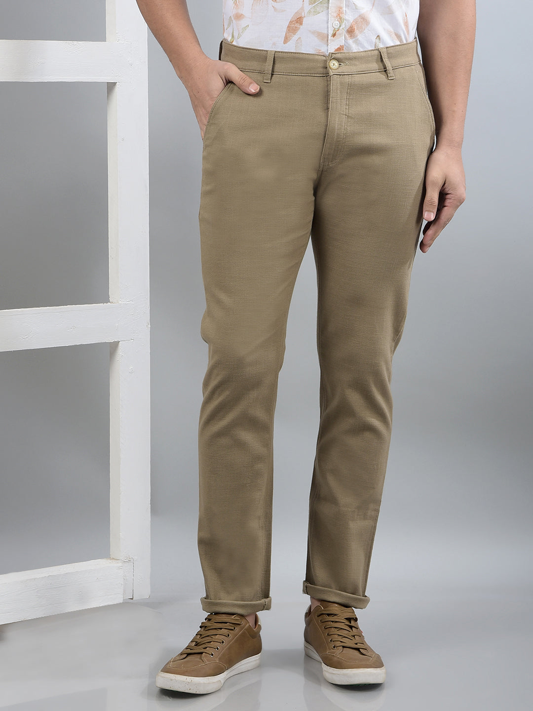 Khaki Trousers-Men Trousers-Crimsoune Club