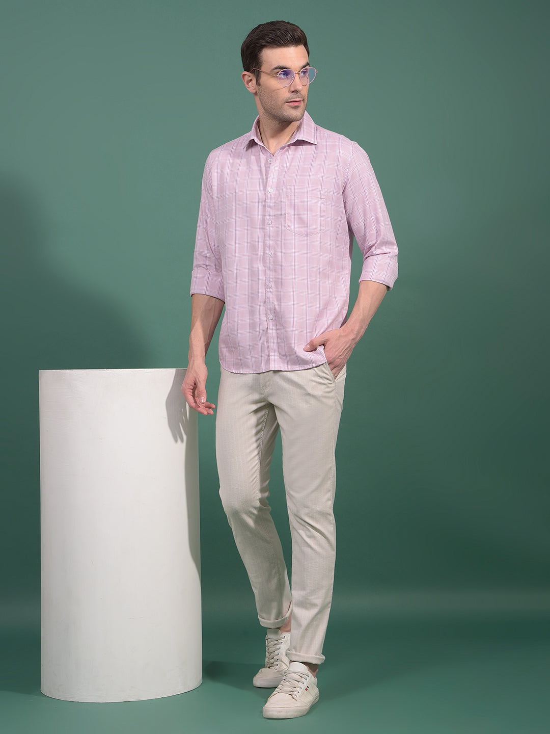 Beige Vertical Stripes Trousers-Men Trousers-Crimsoune Club