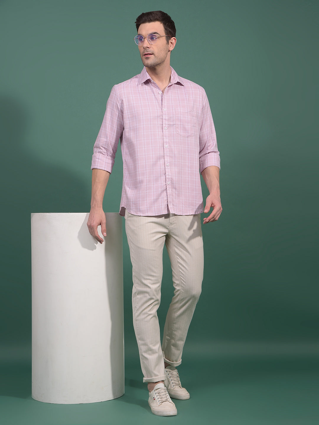 Beige Vertical Stripes Trousers-Men Trousers-Crimsoune Club