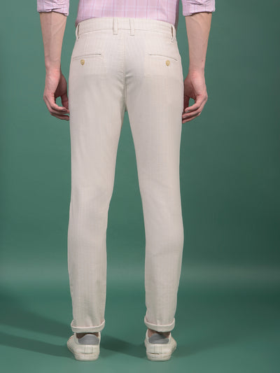 Beige Vertical Stripes Trousers-Men Trousers-Crimsoune Club
