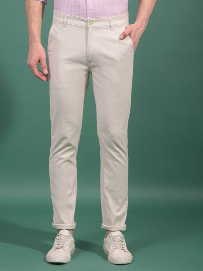Beige Vertical Stripes Trousers-Men Trousers-Crimsoune Club