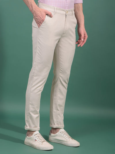 Beige Vertical Stripes Trousers-Men Trousers-Crimsoune Club